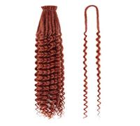 24 Inch Deep Curly Hair Dreadlock Extensions 0.6 cm Width 20 Strands Crochet Synthetic Loc for Women and Men Easy Installation and Removal(Ginger Orange)