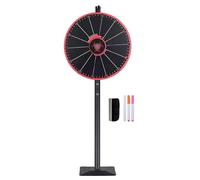 24 Inch Dual Use Spinning Prize Wheel, 14 Slots Tabletop & Floor Roulette Wheel of Fortune with Stand, Marker Pen & Eraser, Spinning Customize Erasable Whiteboard for Game Party,A