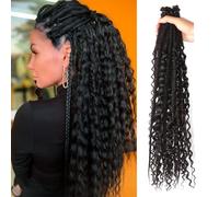 24 Inch Elastic Dread Ponytail Boho Synthetic Dreadlock Extensions Hippie Single Ended Dreads 0.6 Cm Width Crochet Long Curly Hair For Women(1B#)