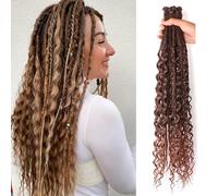 24 Inch Elastic Dread Ponytail Boho Synthetic Dreadlock Extensions Hippie Single Ended Dreads 0.6 Cm Width Crochet Long Curly Hair For Women(T1B/30)
