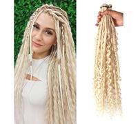 24 Inch Elastic Dread Ponytail Boho Synthetic Dreadlock Extensions Hippie Single Ended Dreads 0.6 Cm Width Crochet Long Curly Hair For Women(613#)