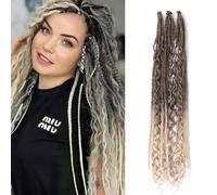 24 Inch Elastic Dread Ponytail Boho Synthetic Dreadlock Extensions Hippie Single Ended Dreads 0.6 Cm Width Crochet Long Curly Hair For Women(T1B/Grey)