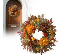 24 Inch Extra Large Autumn Wreath for Front Door, Rustic Hydrangea & Berry Fall Wreath with Burlap Bow, Velvet Pumpkin，Halloween Thanksgiving & Harvest Door Decor (24inch)