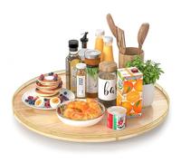 24 Inch Extra Large Lazy Susan Turntable - Premium Solid Oak Wood & Iron | Rustic Farmhouse Rotating Tray for Dining Table, Kitchen Countertop, Centerpiece Decor | Smooth 360° Spin | Durable & Stylish