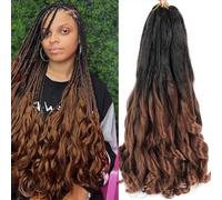 24 Inch French Curl Braiding Hair, 8 Packs, Pre Stretched Loose Wave Bouncy Braiding Hair, French Curls Braids, Hair Curly Synthetic Hair Extensions (1B/30#, 24 Inches)