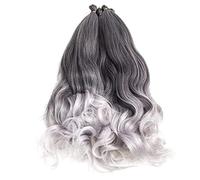 24 Inch French Curly Braiding Hair 6pack Loose Wavy Spiral Curl French Crochet Braid Hair Synthetic Pre Stretched Bouncy Braid Hair Extensions (TGREY)