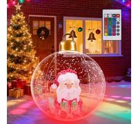 24 Inch Giant Inflatable Christmas Baubles Decorations Outdoor,16 Colors RGB Light Up Inflatable Christmas Blow Up Balls Ornaments,PVC Inflatable Santa Claus Snow Globe for Garden Yard Front Porch