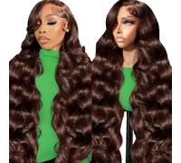 24 Inch Glueless Wigs Women Natural Hair, 13x6 Lace Frontal Wig Human Hair 180 Density Brazilian Natural Women's Wig Chocolate Brown Body Wave Brazilian Wig, #4 Color Glueless Wig 60cm