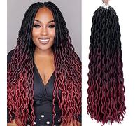 24 Inch Goddess Faux locs Crochet Hair 6 Packs/Lot Soft Gypsy Locs Wavy Crochet Braids Dreadlocks 3 Tone Curly Wavy Twist Braiding Hair Extensions African Roots Braid（1B/99J/530)