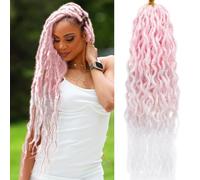 24 Inch Goddess Locs Crochet Hair 6 Packs Soft Locs with Curly Ends Synthetic Locs Crochet Hair Crochet Braids for Black Women Human Hair 24 Inch Pink/White 24 Inch