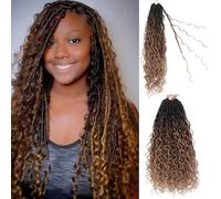 24 Inch Goddess Locs Crochet Hair 7 Packs Bohemian Goddess Faux Locs Crochet Hair Pre Looped Boho Soft Locs Synthetic Braids Hair Extensions for Women (1B/30/27#, 24 Inches)