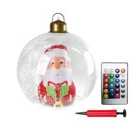 24 Inch Inflatable Christmas Bauble - Led Light-Up Giant Xmas Decoration With Remote, Outdoor Yard Decor For Christmas,Base Weatherproof Outdoor Reusable Inflatable Christma Balls (A)
