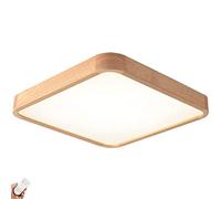 24 Inch LED Flush Mount Ceiling 48W Dimmable Thin Boutique Decoration Ceiling Light Fixture Wood Edge Ceiling Light for Indoor Living Room Lighting-Remotely Tuned 40cm