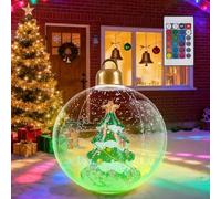 24 Inch Light Up Inflatable Christmas Baubles Decorations Outdoor,PVC Giant Inflatable Christmas Tree Balls with 16 Colors RGB LED Light,Xmas Blow Up Ball Ornaments for Garden Yard Front Porch Lawn