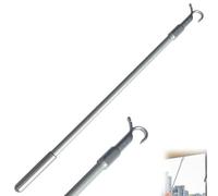24 Inch Loft Hatch Pole, 60cm Grey Telescopic Loft Ladder Pole with Hook, Durable Aluminum High Reach Tool, Adjustable Extension Rod for Easily Opening Loft Hatches, Skylights and High Windows