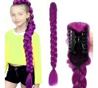 24 Inch Long Purple Ponytail Extensionc with Easy Claw Clip for Ponytail, Anime Rum Wig Cosplay Costume & Anime Themed Parties(purple, 24 Inch)