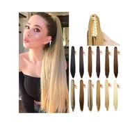 24 Inch Long Straight Claw Clip Pony Tail Synthetic Hair Extensions Clip in Straight Fake Ponytail Hairpieces for Women(27)