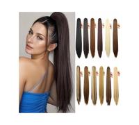 24-Inch Long Straight Claw Clip Ponytail Extensions Silky Natural Synthetic Ponytail Hair Pieces for Women(613)