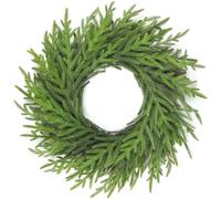24 Inch Lush Norfolk Pine Wreath for Front Door - Lifelike Artificial Green Wreath with 80 Tips for Year-Round Modern Farmhouse Decor & DIY Holiday Crafts