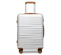 24 Inch Medium Check-in Luggage Hard Shell PC Suitcase with 4 Spinner Wheels, TSA Lock and YKK Zipper, Lightweight Durable Travel Suitcase (White, 64 cm)