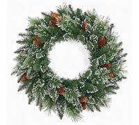 24-Inch Pre-Lit Christmas Wreath, Battery Operated with Warm White LEDs | Gold baubles, white poinsettias & warm white LEDs, battery operated for doors, walls, windows, mantels & festive displays