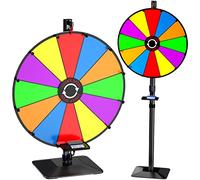 24 Inch Prize Wheel, 12 Slots Color Spinning Prize Wheel for Tabletop or Floor, Spinning Wheels Dry Erase with Tray, Markers, Eraser, Roulette Wheel of Fortune, Spinning Wheel for Prizes Carnival