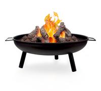 24-Inch Round Folding Fire Pit - Portable Patio Garden Log Burner for Camping, Easy Assembly, Includes Poker & Rake
