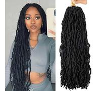 24 Inch Soft Locs Crochet Hair Pre Looped 6 Packs Faux Locs Crochet Braids Goddess Locs Dreadlocs Synthetic Hair For Black Women (1B, 24 Inch (Pack of 6))