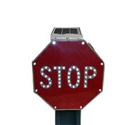 24 Inch Solar Powered Flashing LED Stop Sign Reflective Traffic Warning Sign for Road School Zone Parking Lot(Always on)
