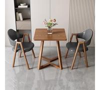 24-Inch Square Dining Table Set with 1 Small Center Table 2 Upholstered Chairs Faux Leather Fabric Perfect for Kitchen Living Room Reception Area Modern Design