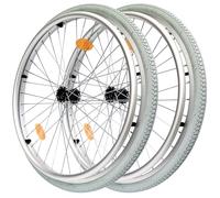 24 Inch Wheelchair Rear Wheels, 24 X 1 3/8 Manual Wheelchair Replacement Wheels, Pneumatic Tires with 12mm Bearings (1 Set of 2)