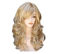 24 Inch Women's Curly Wavy Wigs Fashion Ladies Synthetic Hair Wig For Girl Cosplay Daily Party Use (Blonde)