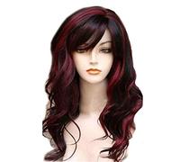 24 Inch Women's Curly Wavy Wigs Fashion Ladies Synthetic Hair Wig For Girl Cosplay Daily Party Use (Red)