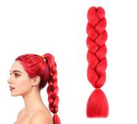 24 Inches Braiding Hair,9 Colorful Braiding Hair Extensions for Women Girl,Purple twist Braid Long High Temperature Braids Extensions for Women Plait Coloured Synthetic Wig (2, red)