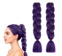 24 Inches Purple Braiding Hair Long Braids Extensions Hair Colorful Synthetic Hair for Braid Human Braiding Hair Purples Hair Extensions for Women Plait Coloured Synthetic Wig Coloured (Purple 2P)