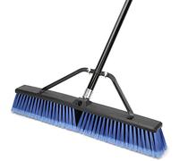 24 inches Push Broom Outdoor Heavy Duty Broom for Deck Driveway Garage Yard Patio Concrete Floor Cleaning-Blue