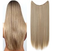 24 Inches Straight Hair Extensions Secret Headband No Clip Easy Invisible Crown Wire in Hair Extensions Hairpiece for Women Ash blonde