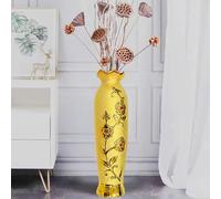 24 Inches Tall Floor Vase Extra Large Ceramic Decorative Vase Handmade Gold Floor Vase for Living Room Office Decor (HE60)
