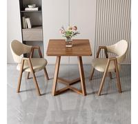 24" ining Table Set - 1 Small Coffee Table & 2 Faux Leather Chairs - Slish Recept Table & Upholstered Armchairs for Kitchen, Office & Living Room - Multiple Colors Available (Khaki, ...
