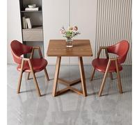 24" ining Table Set with 1 Coffee Table & 2 Faux Leather Chairs, Upholstered Armchairs for Kitchen, Office, Recept Room - Multiple Colors Available (Wine Red)
