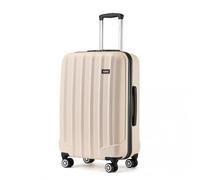 24" K1773-1L - Striped ABS+PC Hard Shell Luggage with 360-Degree Spinner Wheels - Medium - Beige
