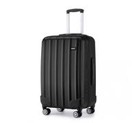 24" K1773-1L - Striped ABS+PC Hard Shell Luggage with 360-Degree Spinner Wheels - Medium - Black