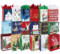 24 Large Christmas Gift Bags Bulk With Handles, 26 Tissue Paper and 60 Count Christmas Gift Tags Set-24 Assorted Designs Big Size Sacks Set For Wrapping Xmas Holiday Presents