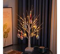 24 Led Birch Tree Lights Easter Decoration With Hanging Eggs