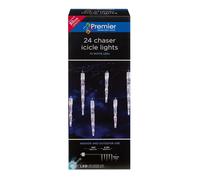 24 LED Chaser Icicle Christmas Lights Decoration Indoor or Outdoor - White