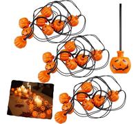 24 LED Mini Pumpkin String Lights Battery Operated, 3D Orange Halloween Fairy Lights for Indoor Outdoor Garden, Patio, Christmas Décor - Total Length 4.5M