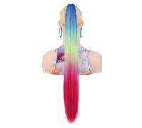 24" Lightweight Straight Claw Clip in Hair Extensions Ponytail, Colored Hair, Accessories for Girls Synthetic Hairpiece Hair Extension for Daily Use(E7)