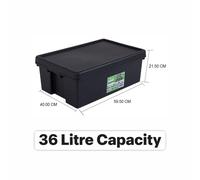 Wham Bam Recycled Storage Box and Lid Black 36Ltr