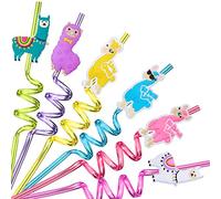 24 LLama Straws Party Favors for LLama Birthday Party Supplies with 2 Cleaning Brush