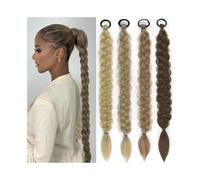 24" Long Twist Braid Ponytail Extension with Hair Tie Straight Braid Hair Extensions Synthetic Hair Piece for Women(27)